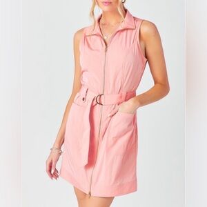 Pink Sleeveless Zip-Up Dress